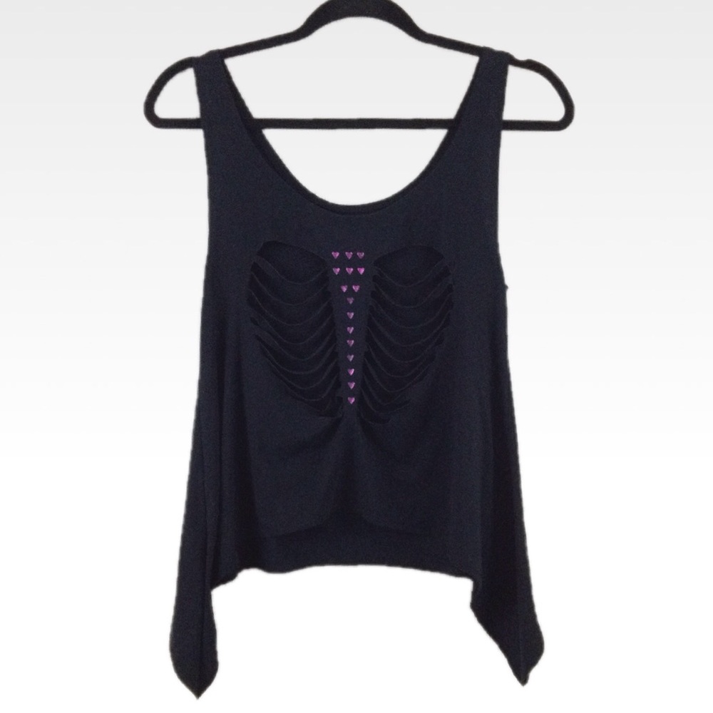 Betsey Johnson | L | Asymmetrical Black Tank Top